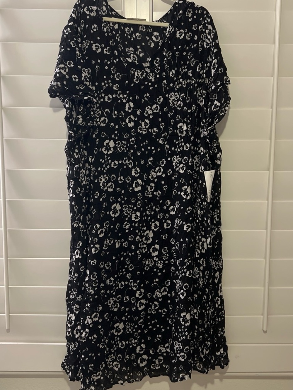 Woman Within Black Floral V-Neck Midi Dress
